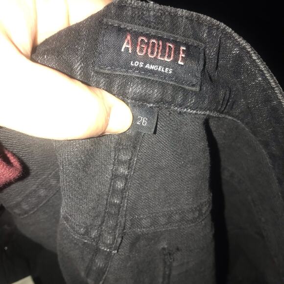 AGOLDE Women's Sz 26 Black Wash Jeans In Liverpool Distressed Low Rise Slim - Picture 6 of 7